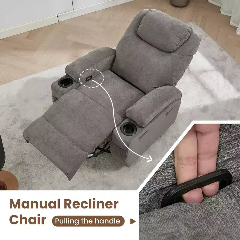 Fauteuil inclinable, fauteuil inclinable à bascule pivotant à 360° pour adultes avec massage et chaleur, fauteuils à bascule électriques