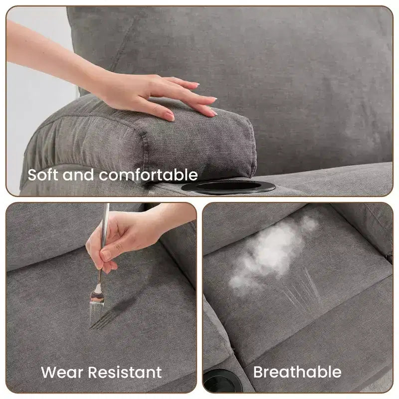 Fauteuil inclinable, fauteuil inclinable à bascule pivotant à 360° pour adultes avec massage et chaleur, fauteuils à bascule électriques