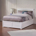 Lit plateforme pleine taille blanc avec lit gigogne, 44,29 po de hauteur