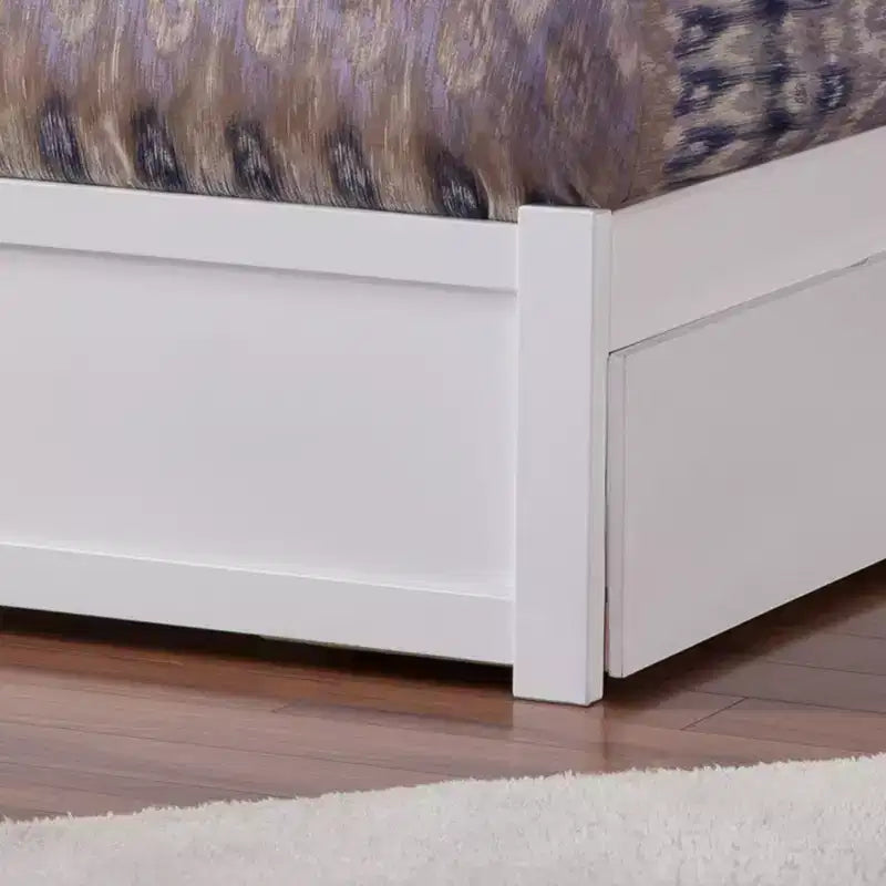 Lit plateforme pleine taille blanc avec lit gigogne, 44,29 po de hauteur