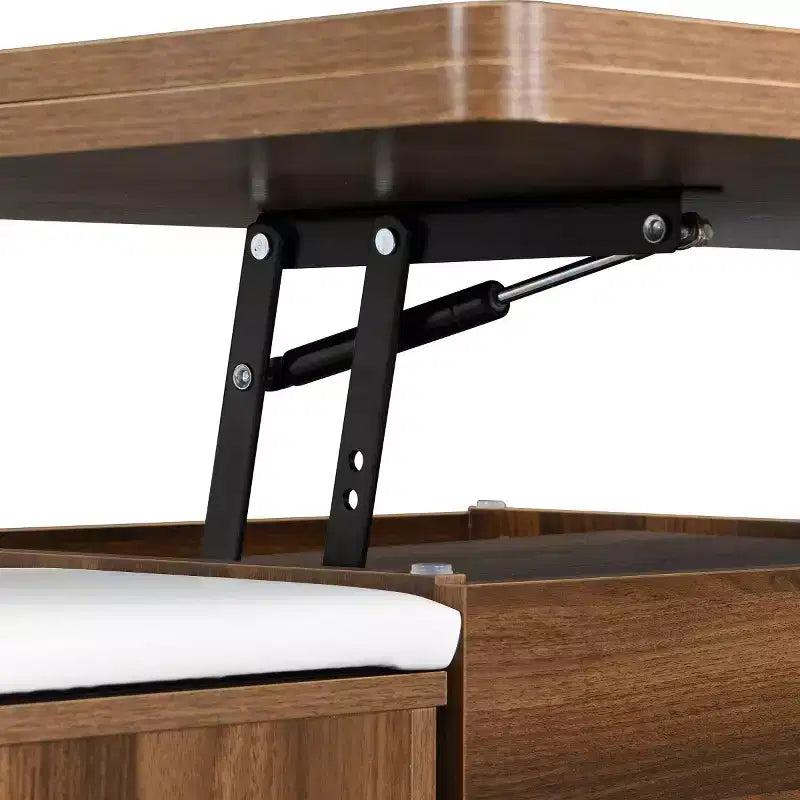 Table basse relevable moderne avec rangement et tabourets, table centrale multifonctionnelle mobile pour petits salons ou appartements