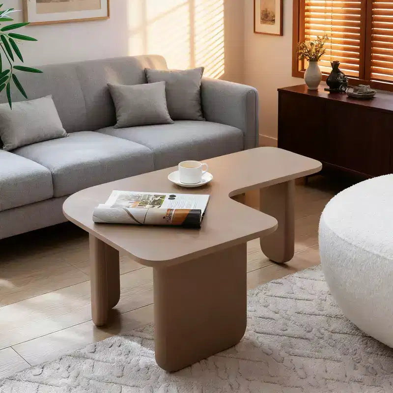 35 Table basse moderne en L Peinture vert kaki Multi-couches Combinaison libre Angle blanc