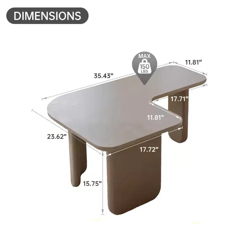 35 Table basse moderne en L Peinture vert kaki Multi-couches Combinaison libre Angle blanc