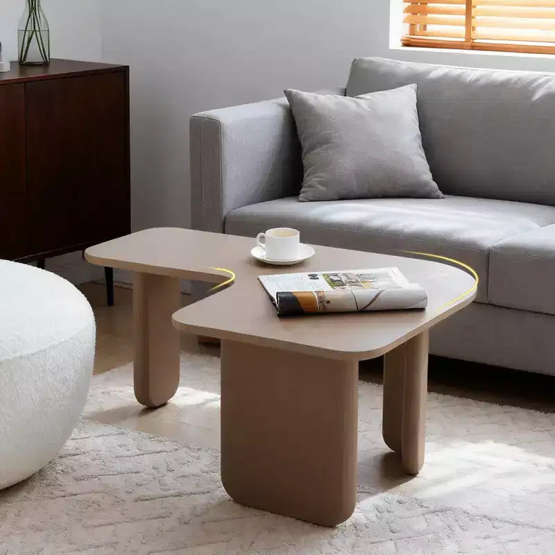 35 Table basse moderne en L Peinture vert kaki Multi-couches Combinaison libre Angle blanc