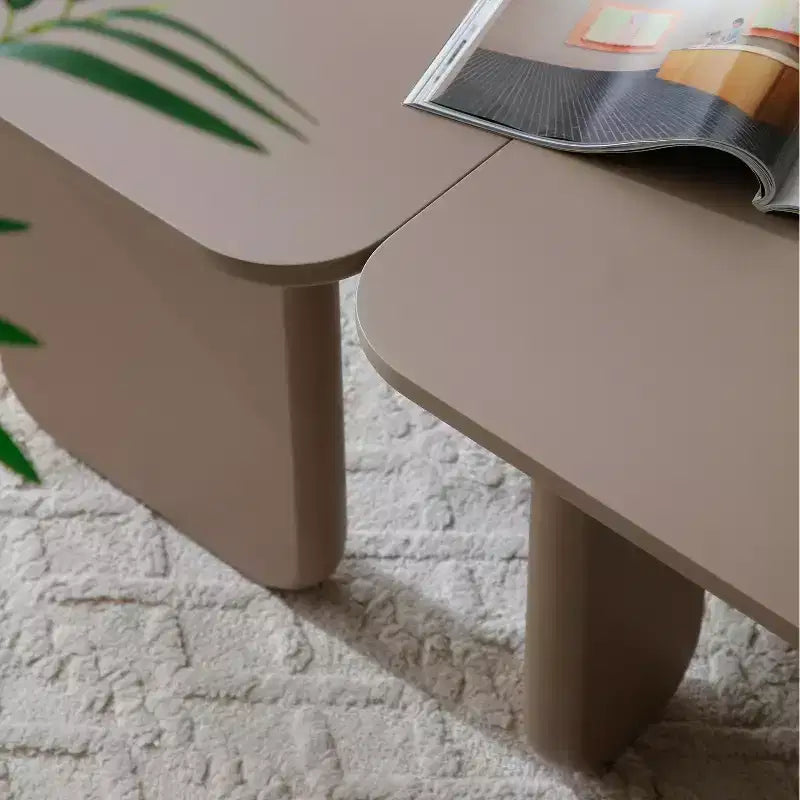 35 Table basse moderne en L Peinture vert kaki Multi-couches Combinaison libre Angle blanc