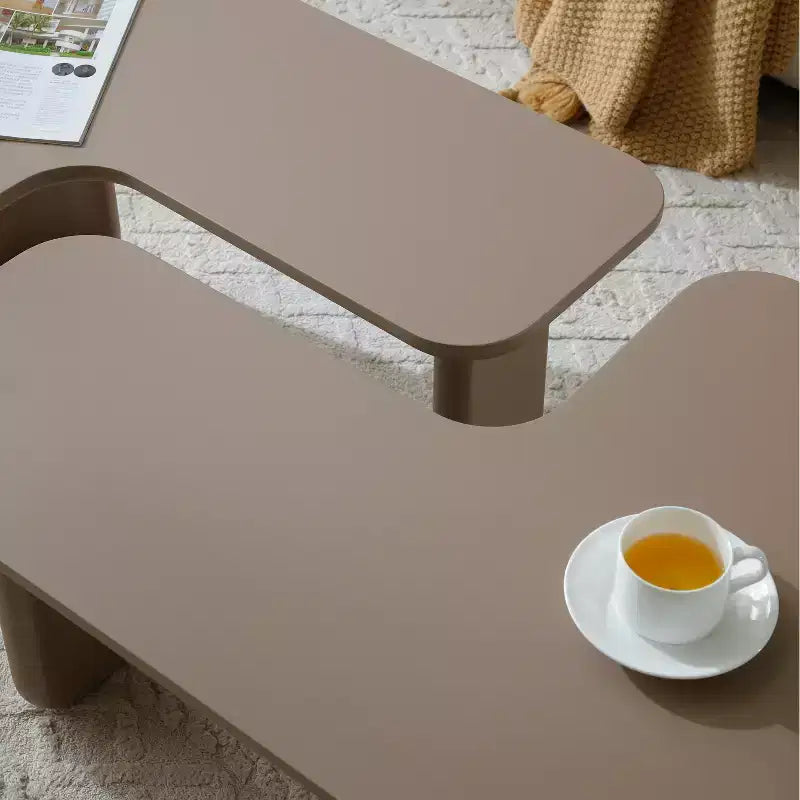 35 Table basse moderne en L Peinture vert kaki Multi-couches Combinaison libre Angle blanc