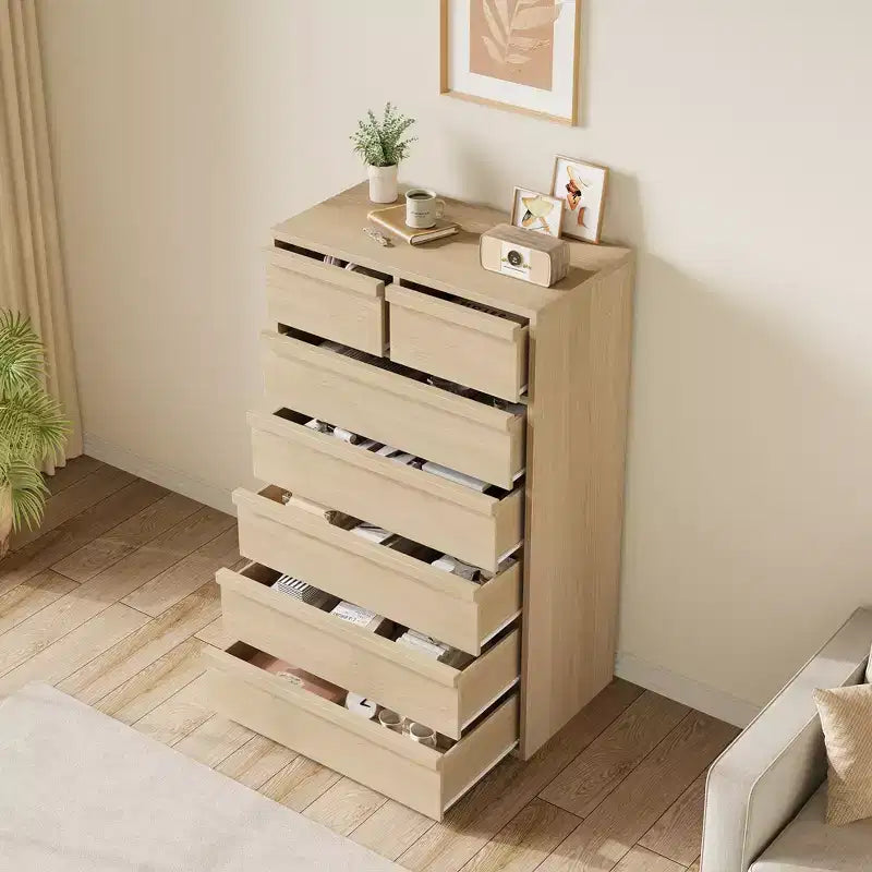 Commode à 7 tiroirs pour chambre à coucher, commode moderne de 46 pouces de haut à 7 tiroirs avec grands tiroirs de rangement, organisateur de commode en bois pour la maison, le bureau