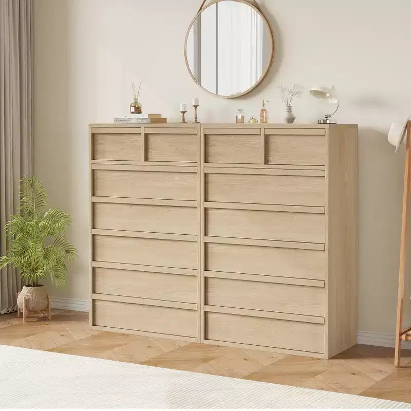Commode à 7 tiroirs pour chambre à coucher, commode moderne de 46 pouces de haut à 7 tiroirs avec grands tiroirs de rangement, organisateur de commode en bois pour la maison, le bureau