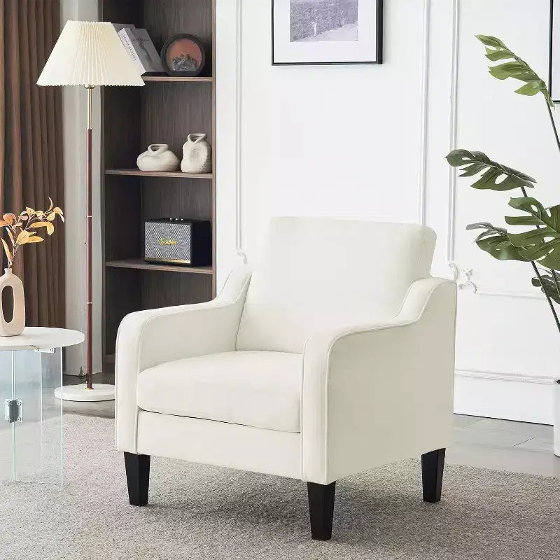 Fauteuil d'appoint pour salon, fauteuil de lecture du milieu du siècle moderne en tissu chenille rembourré avec accoudoirs