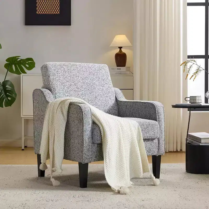 Fauteuil d'appoint pour salon, fauteuil de lecture du milieu du siècle moderne en tissu chenille rembourré avec accoudoirs