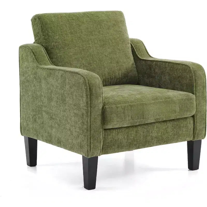 Fauteuil d'appoint pour salon, fauteuil de lecture du milieu du siècle moderne en tissu chenille rembourré avec accoudoirs
