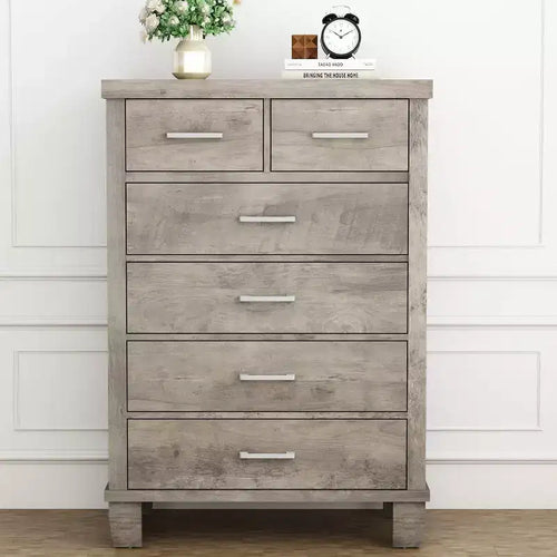 Acekool 6 Drawer Tall Dresser, Modern Chest with Metal Handles, Vertical Storage Organizer for Bedroom and Closet