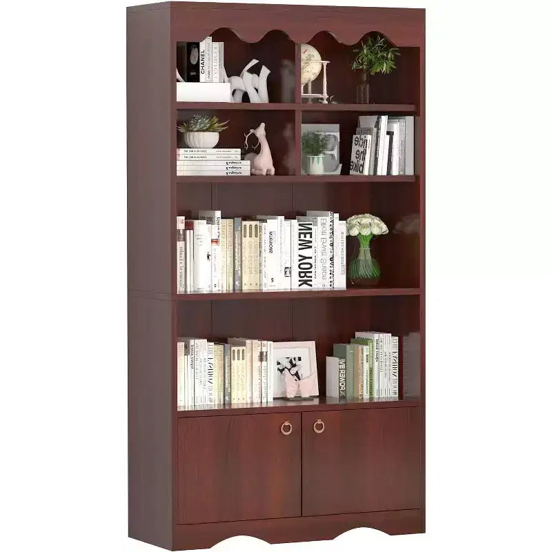 Bibliothèque en bois à 5 niveaux, 63 pouces de haut, meuble de rangement, bibliothèque autoportante, bureau à domicile, salle d'étude, cuisine
