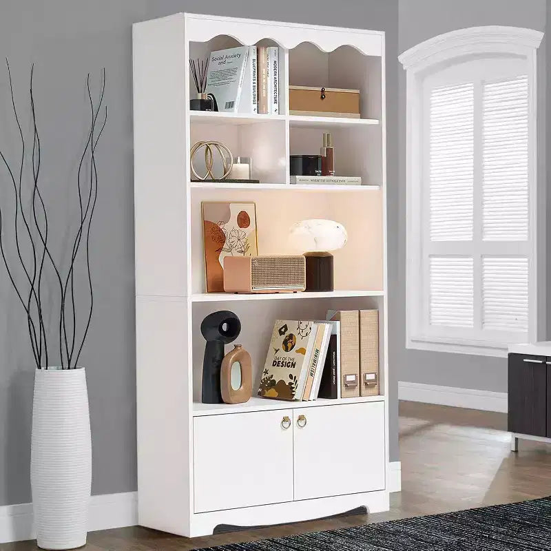 Bibliothèque en bois à 5 niveaux, 63 pouces de haut, meuble de rangement, bibliothèque autoportante, bureau à domicile, salle d'étude, cuisine