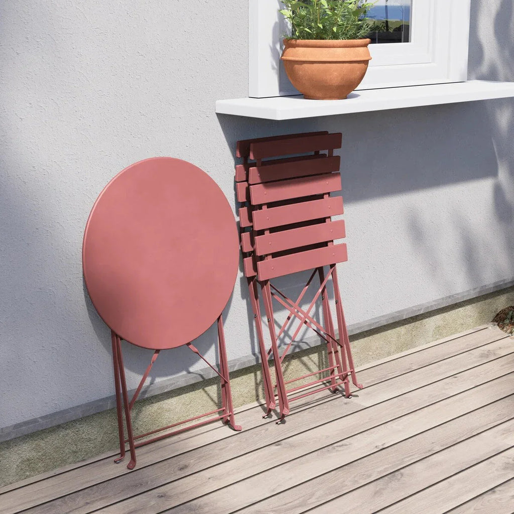 Ensemble bistrot pliant en métal 3 pièces, salon de conversation intérieur/extérieur résistant aux intempéries pour patio, cour, jardin