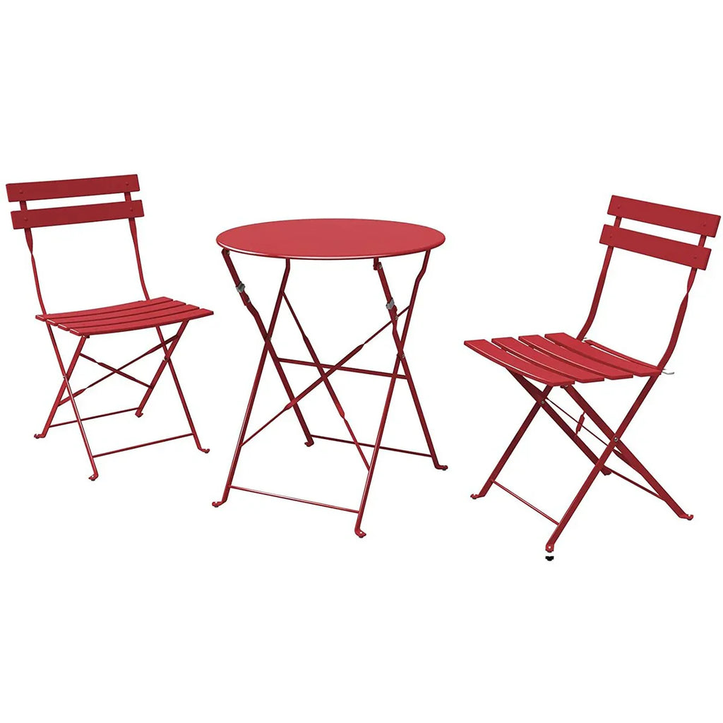 Ensemble bistrot pliant en métal 3 pièces, salon de conversation intérieur/extérieur résistant aux intempéries pour patio, cour, jardin
