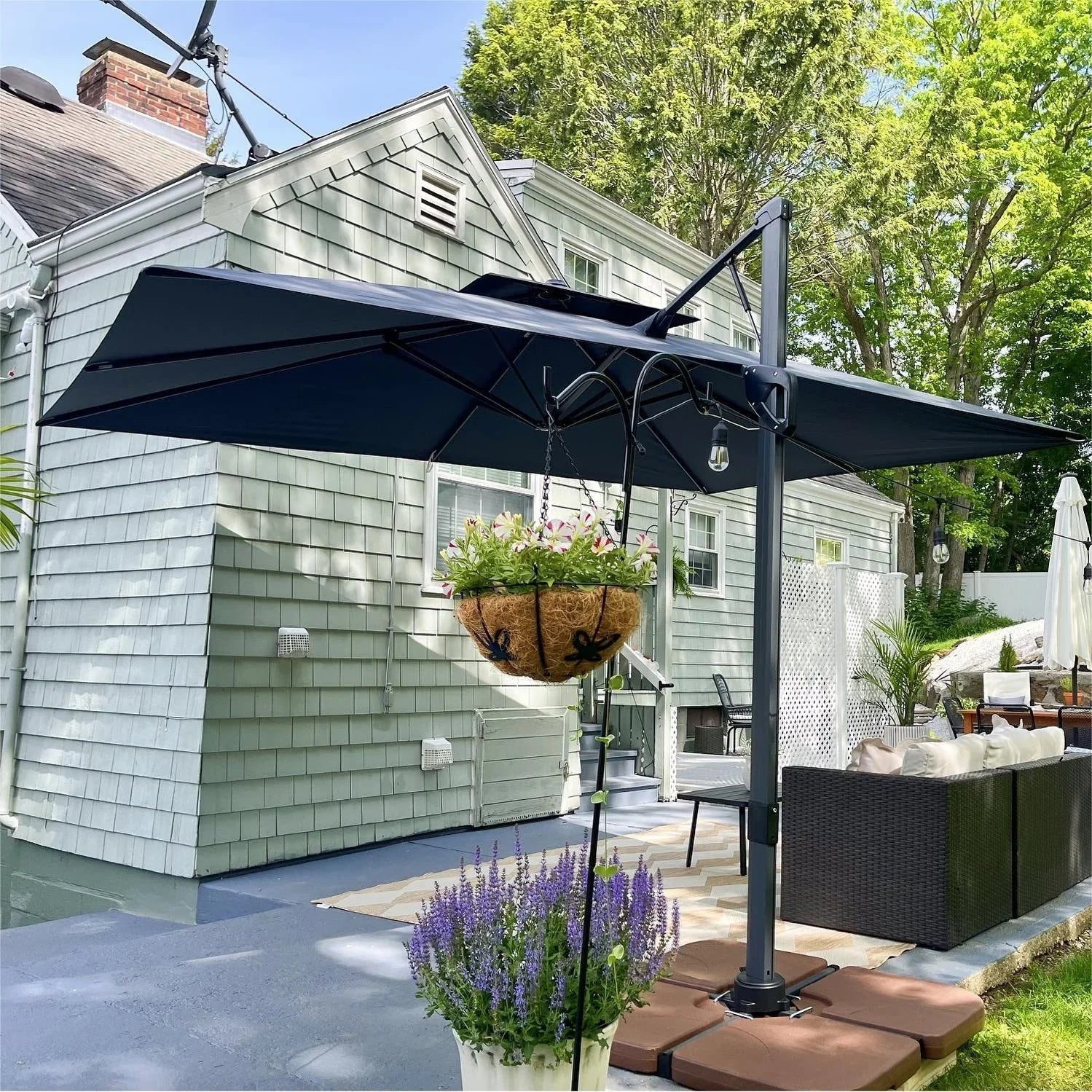 MAISON ARTS Parasol déporté hydraulique automatique 3,6 m avec mât en aluminium et rotation à 360 degrés